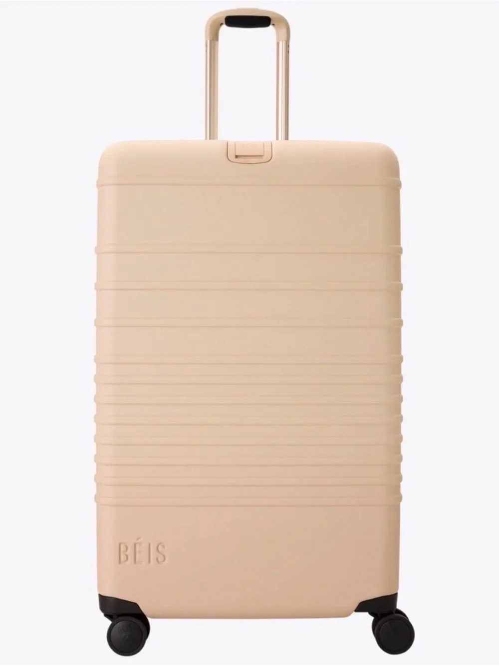 Large BEIS Beige check in Hardshell Spinner Luggage NWT